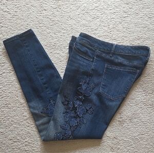 White House Black Market  Embroidered Skinny Jeans